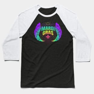 Rainbow Colored Angel Wing With Fleur De Lis For Mardi Gras Baseball T-Shirt